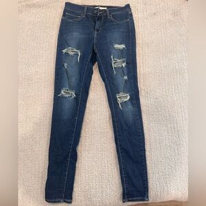 Levi's Dark Blue Distressed Skinny Jeans